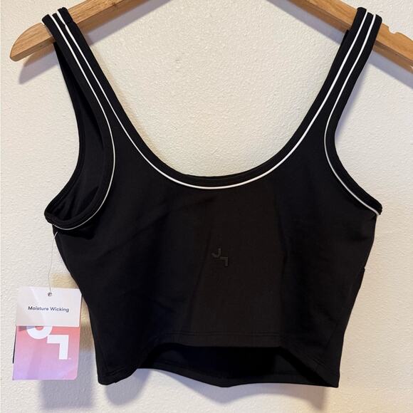 JoyLab Black Women's Crop Top white piping size medium - Picture 2 of 4